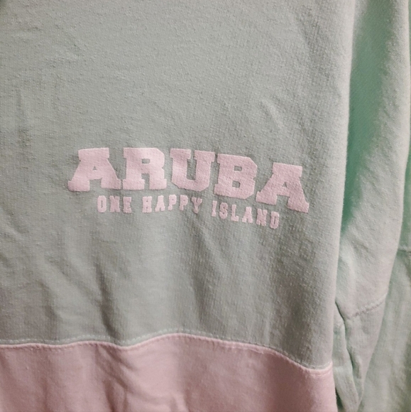 ARUBA Gray White Blue Colorblock Hoodie Sweatshirt - Picture 2 of 9
